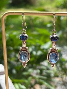 Sterling Silver Labradorite Drop Earrings Artisan Made